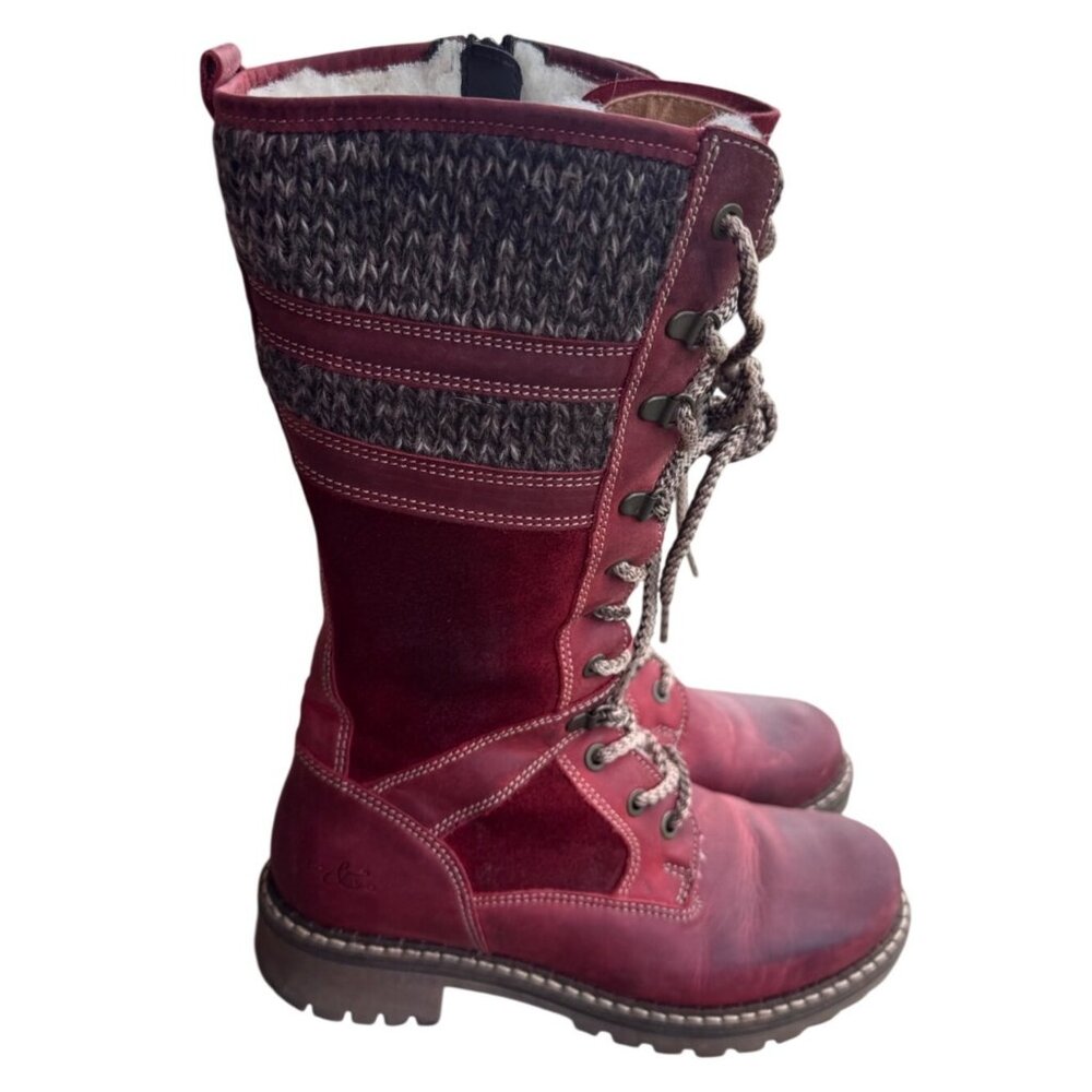 Bos & Co Suede Leather Knit Accent Sherpa Line Distressed Look Boot 36 US(5.5-6)